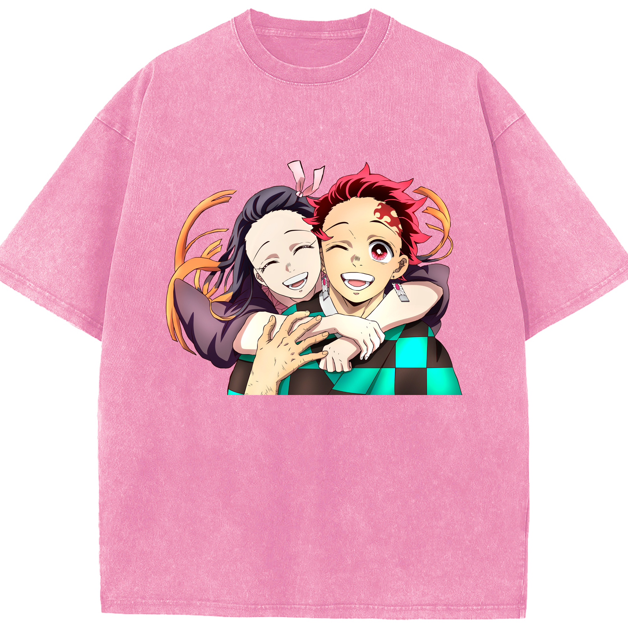 （画像用） 鬼滅の刃（きめつのやいば）竈門 禰󠄀豆子／かまど ねずこ Kamado Nezuko 綿100% ヴィンテージ風 半袖Tシャツ（フロントプリント）